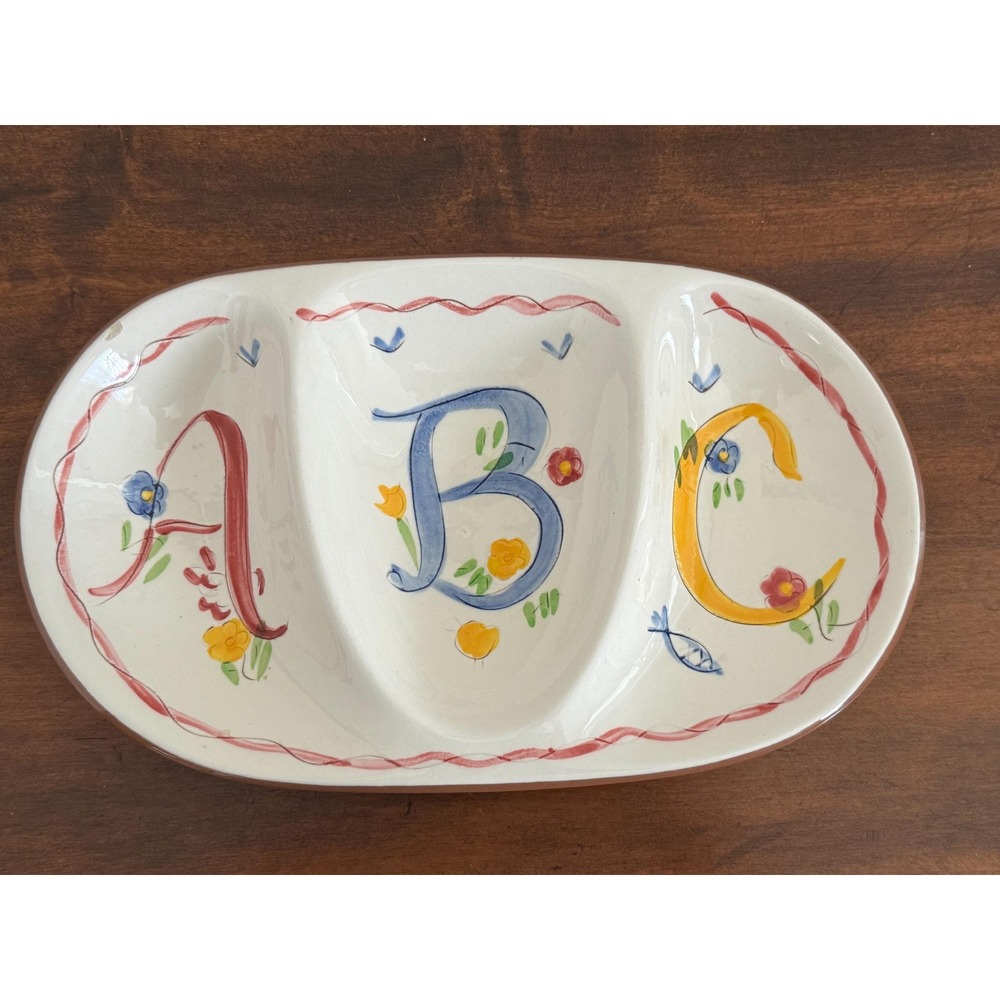 Vintage Stangl Pottery Hand painted ABC Child's Divided Dish Kiddieware Plate